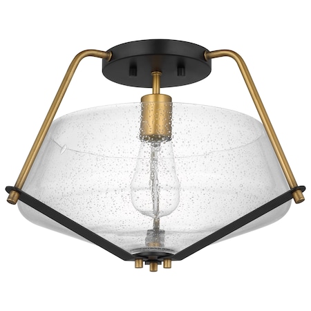 Nuvo Starlight 1-Light Semi Flush Mount, E26 60W, Matte Black, Clear Seeded 60/7683